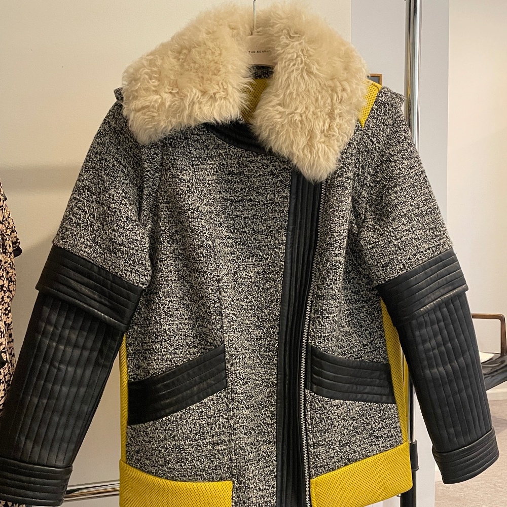Rebecca Minkoff Tweed Jacket with leather sleeves